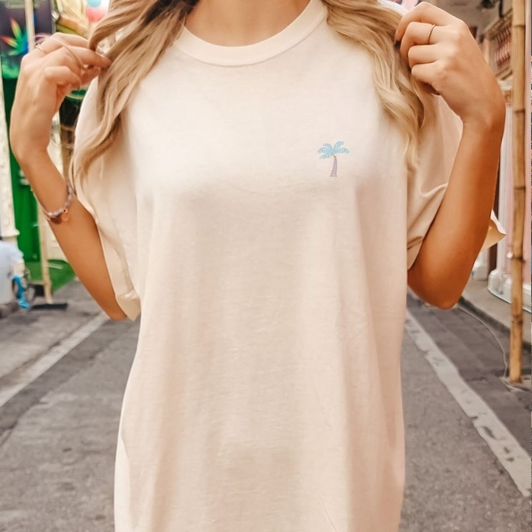 Front of palm tree shirt