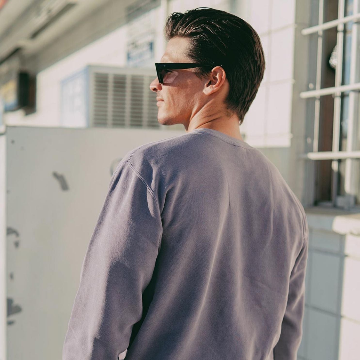 back of plum sweatshirt crewneck