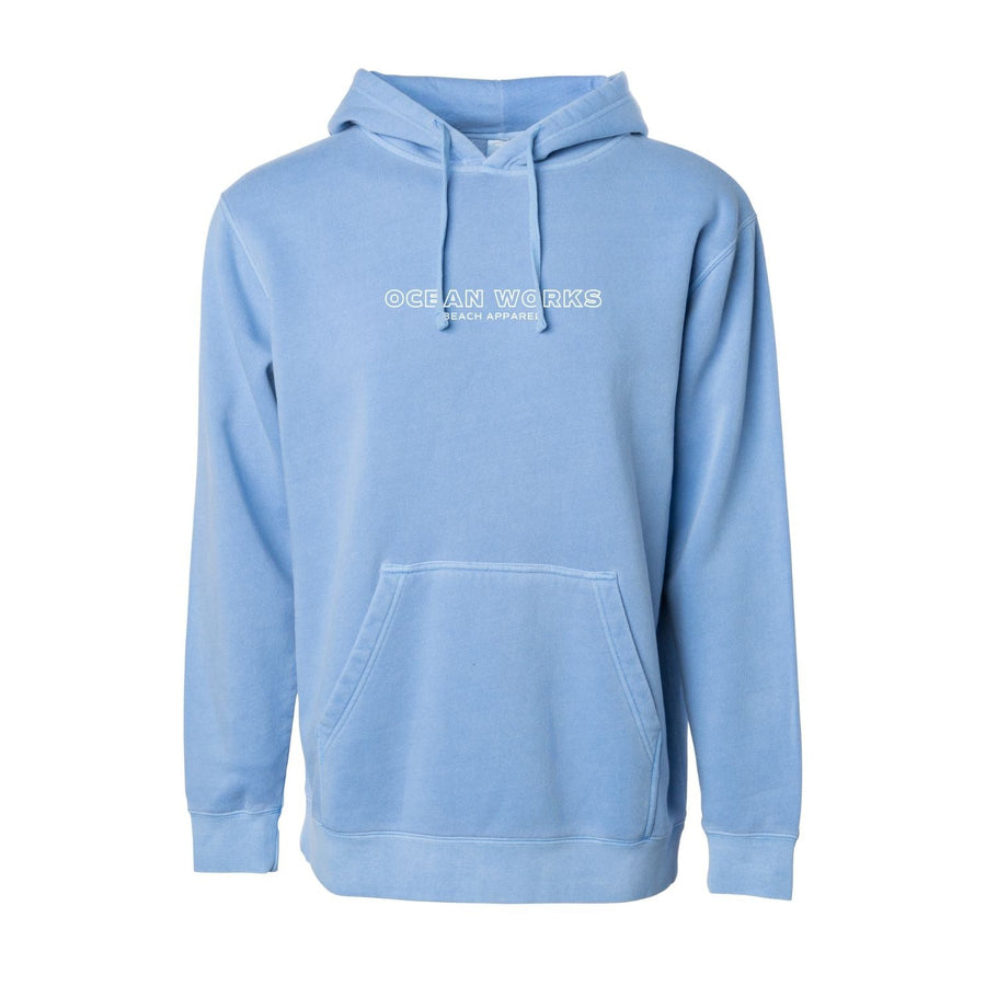 blue hooded coastal sweatshirt