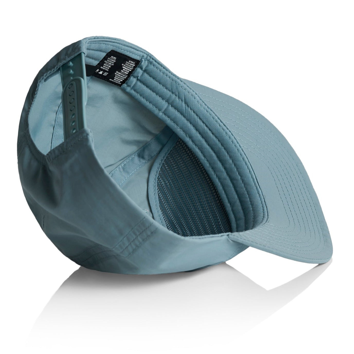 underside of teal hat