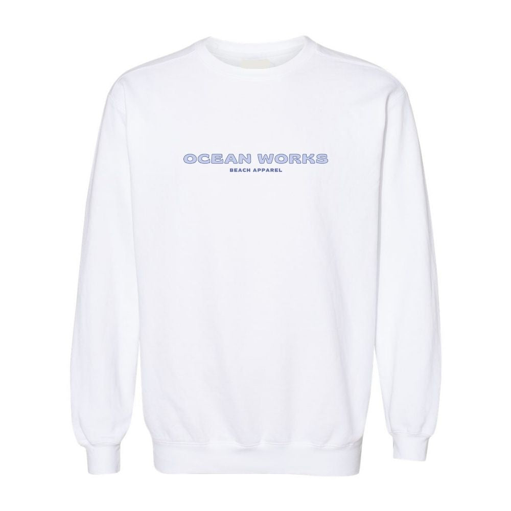 powder blue sweatshirt