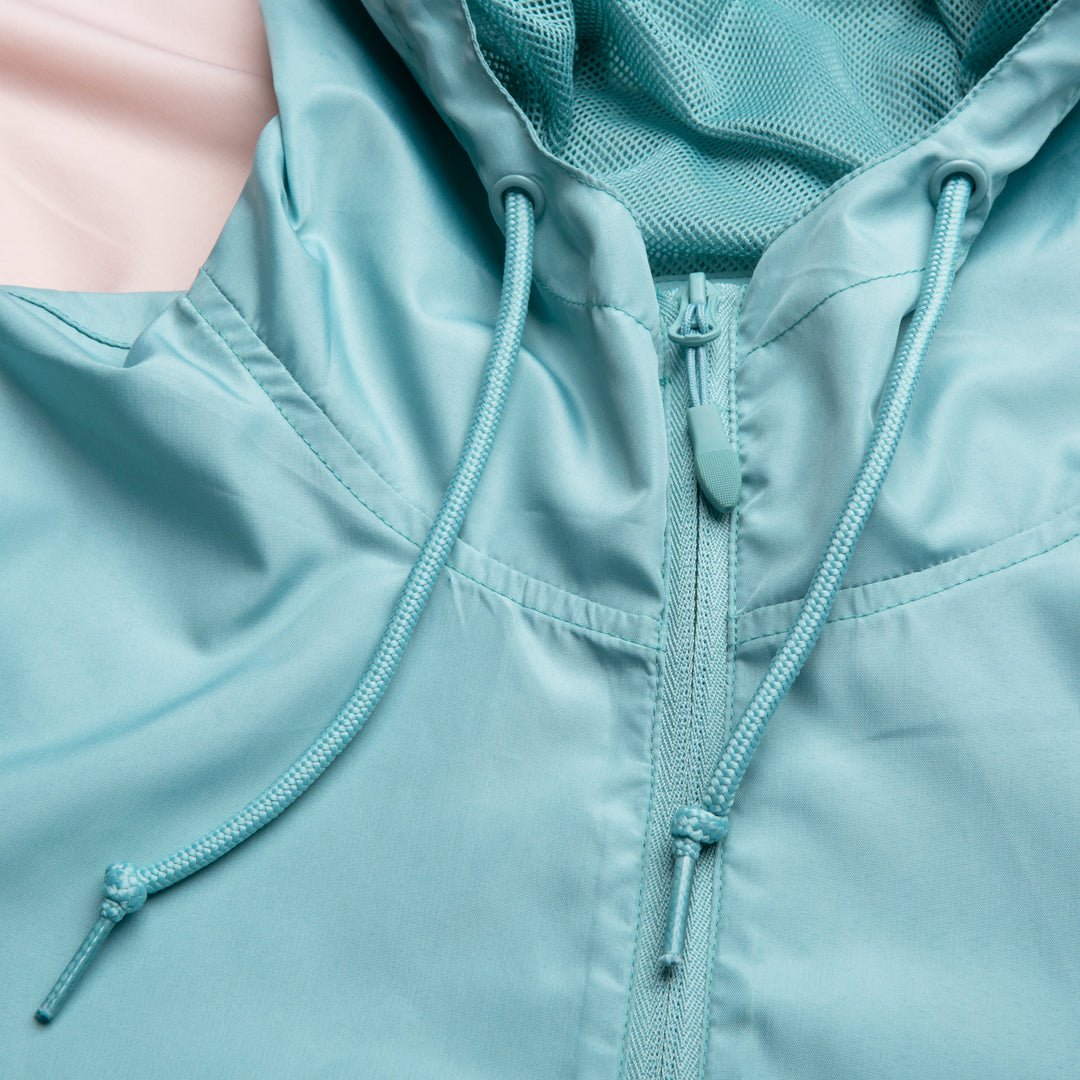 close of teal windbreaker