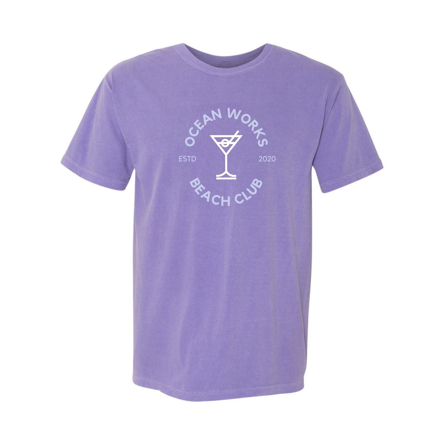 purple beach club tee