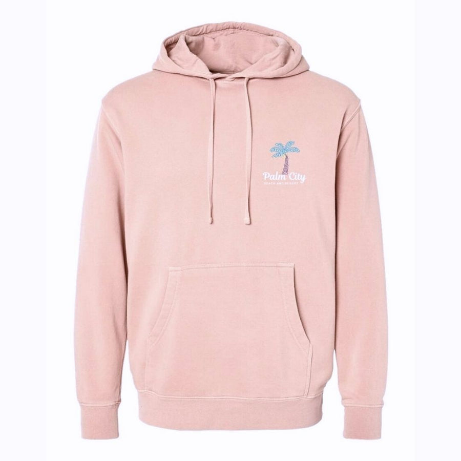 palm city pink hooded sweatshirt